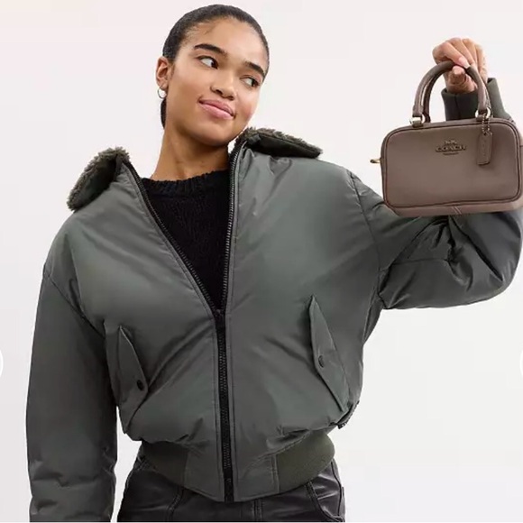 Coach Small Satchel Crossbody Leather Bag NWT Dark Stone Mocha Mousse Color - Picture 12 of 13